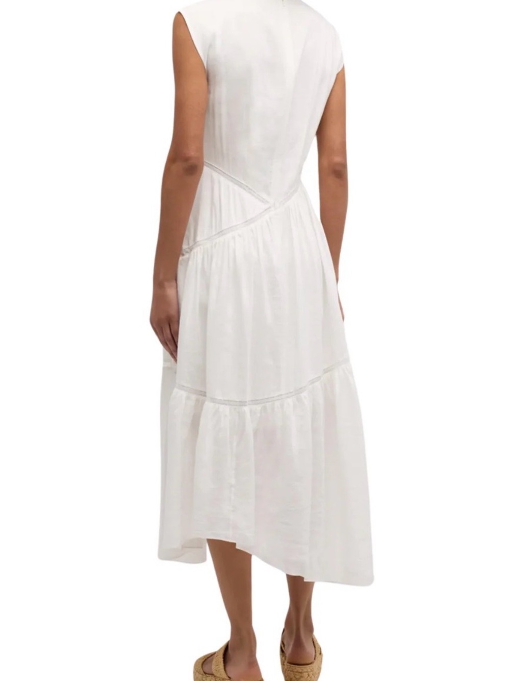 Sleeveless White Tiered Midi Dress - Picture 3 of 9